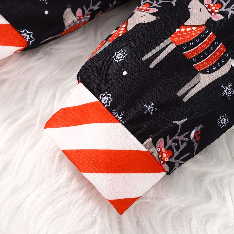 Christmas Baby Boy/Girl Striped Spliced Allover Santa/Deer Print Pants Black big image 6