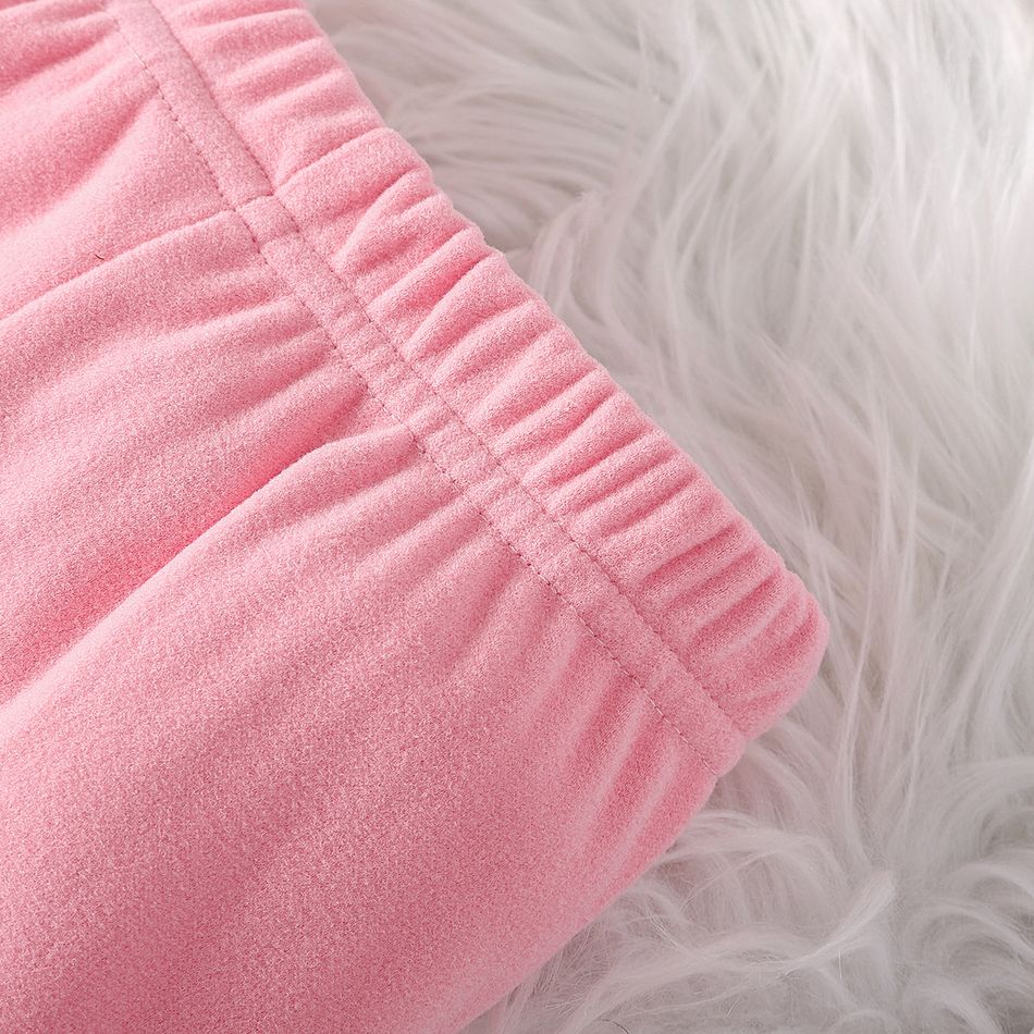 Baby Girl Leopard Spliced Solid Fleece Leggings Pink big image 5