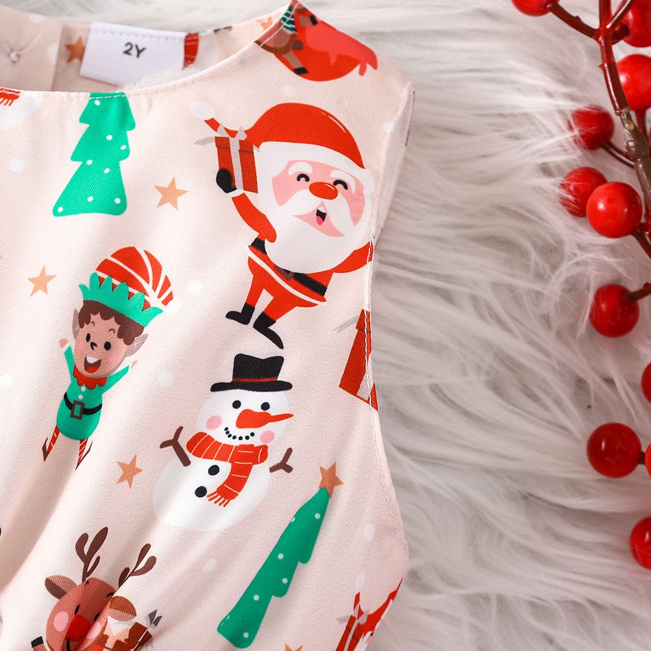 Toddler Girl Playful Christmas Graphic Print Sleeveless Dress MultiColour big image 4