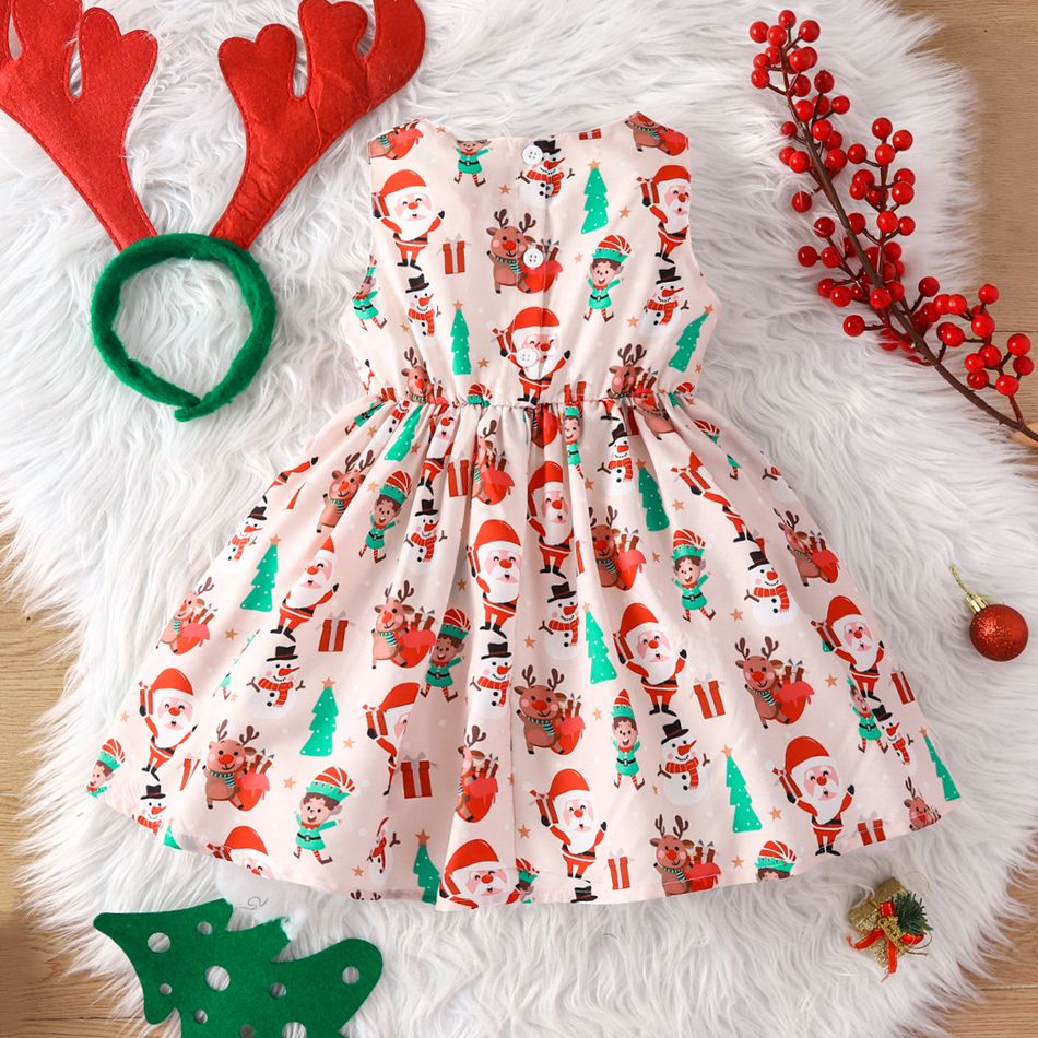 Toddler Girl Playful Christmas Graphic Print Sleeveless Dress MultiColour big image 2