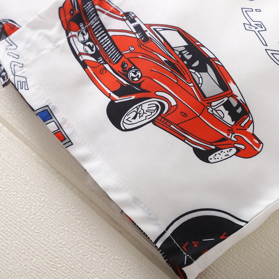 2pcs Toddler Boy Playful Denim Jeans and Car Print Shirt Set White big image 5