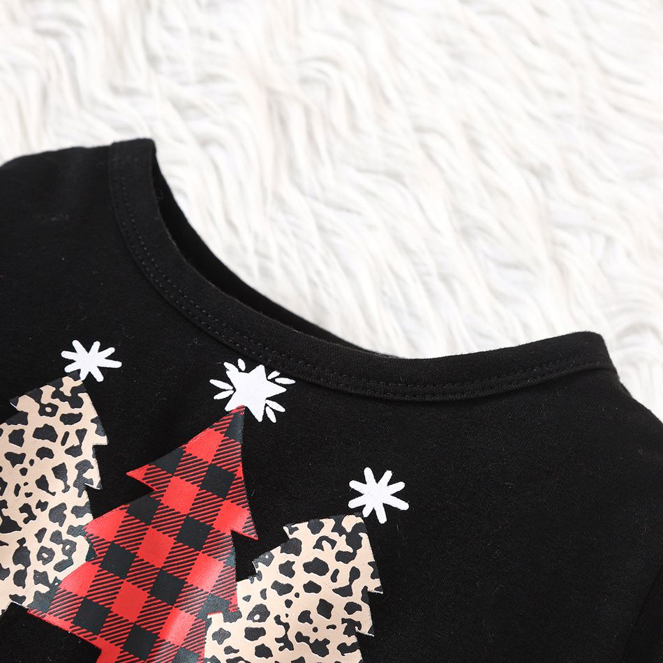 2pcs Toddler Girl Christmas Plaid Mesh Splice Dress and Fuzzy Vest Set redblack big image 5