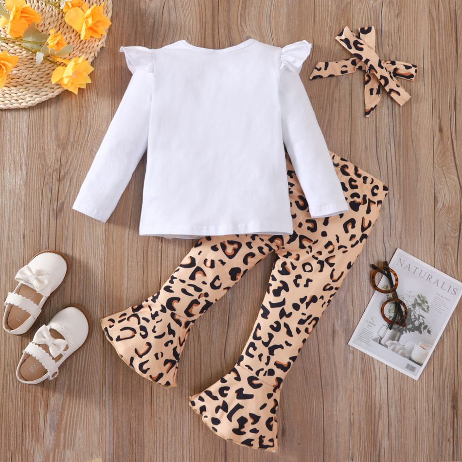 3 pièces Enfant en bas âge Fille Manches à volants Doux ensembles de t-shirts Blanc big image 2