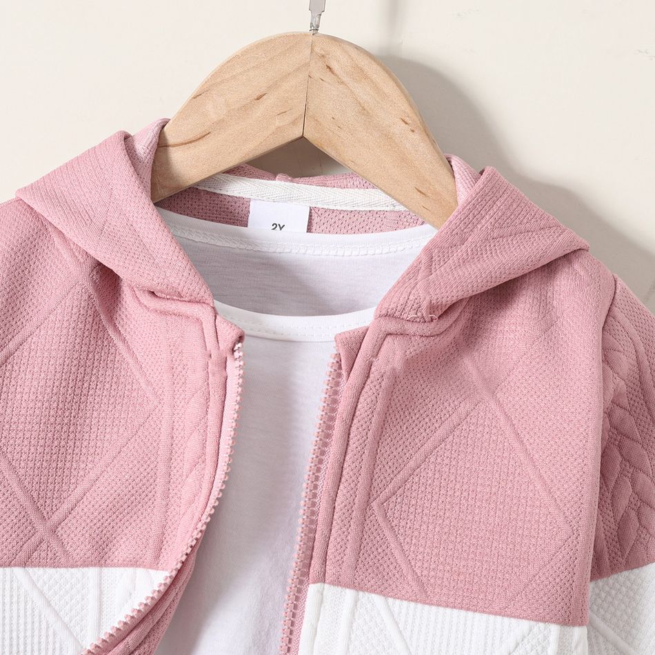 Toddler Girl/Boy Trendy Colorblock Textured Hooded Jacket MultiColour big image 3