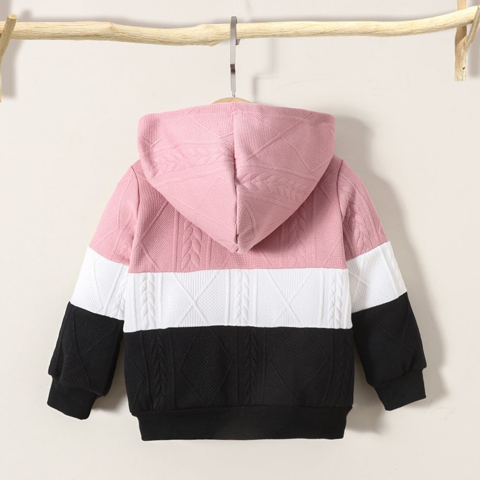 Toddler Girl/Boy Trendy Colorblock Textured Hooded Jacket MultiColour big image 2