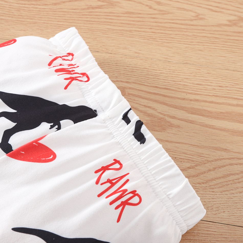 3pcs Toddler Girl Valentine's Day Dinosaur Heart Print Tee & Leggings and Headband Set Black big image 6