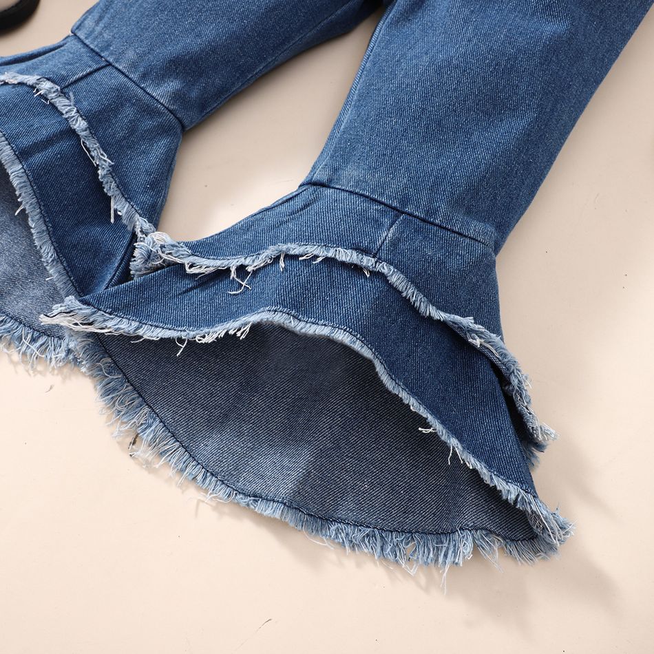 Toddler Girl Trendy Denim Elasticized Flared Jeans Blue big image 3