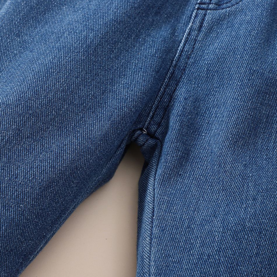 Toddler Girl Trendy Denim Elasticized Flared Jeans Blue big image 4