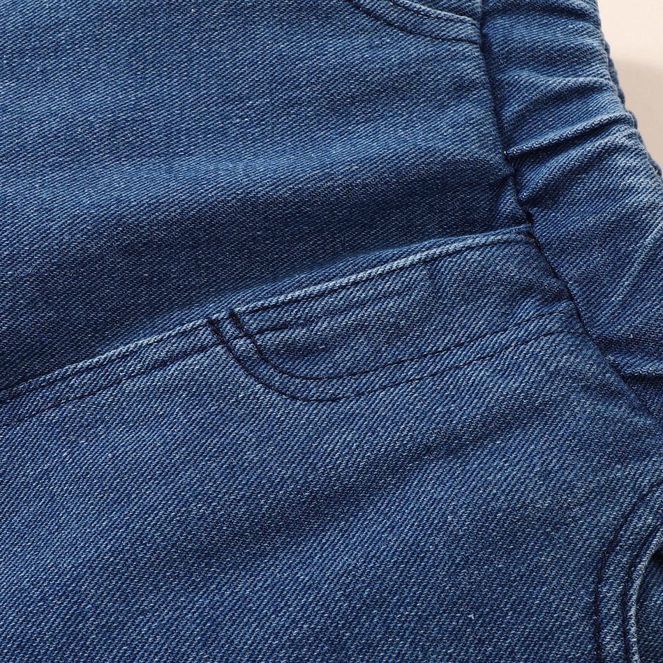Toddler Girl Trendy Denim Elasticized Flared Jeans Blue big image 6