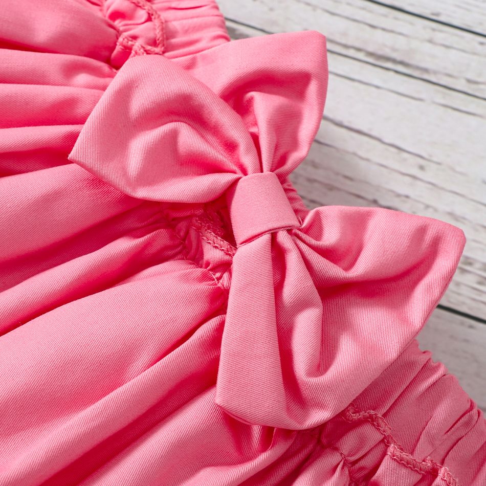 2pcs Baby Girl 100% Cotton Layered Skirt and Allover Bear Print Long-sleeve Romper Set Pink big image 6