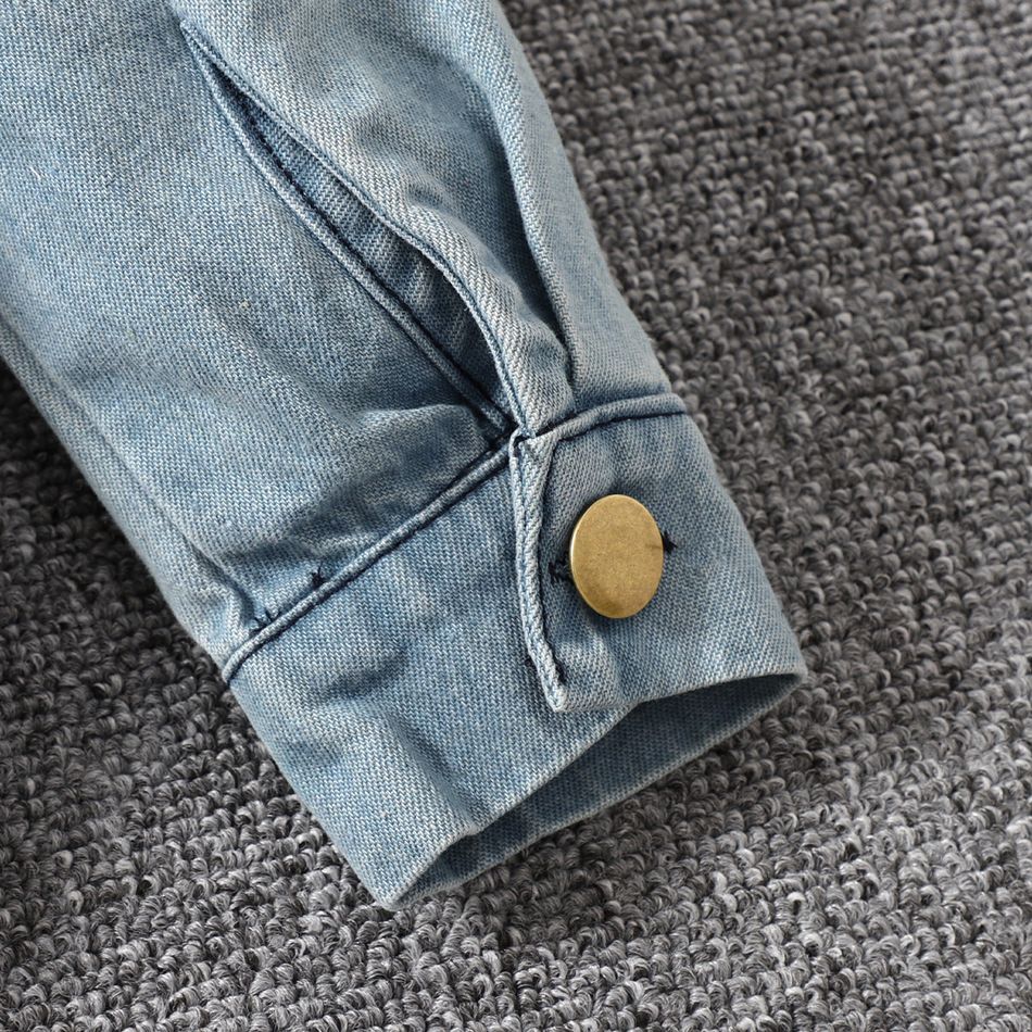 Toddler Boy Trendy Letter Print Denim Hooded Jacket Blue big image 5