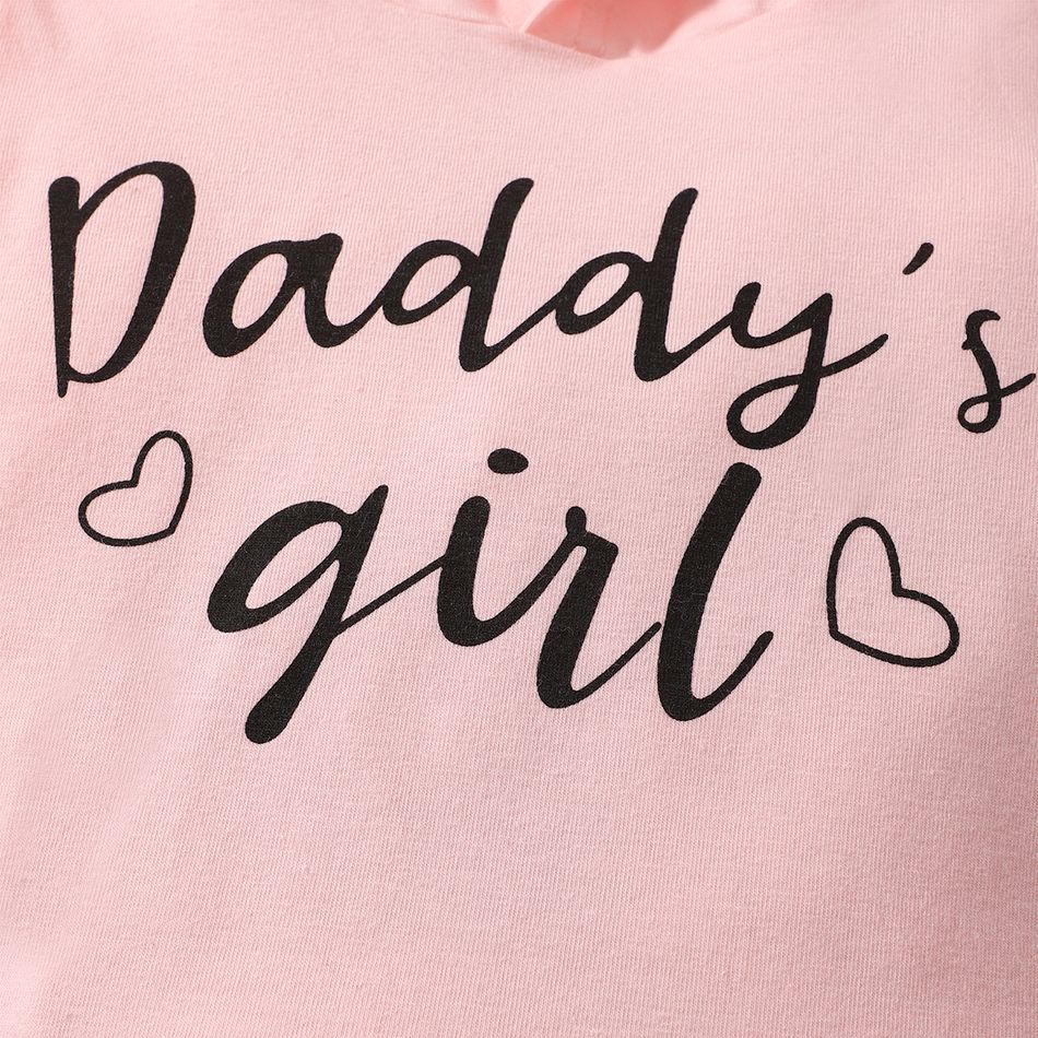 2pcs Baby Boy/Girl Letter Print Hooded Short-sleeve Top & Shorts Set Pink big image 5