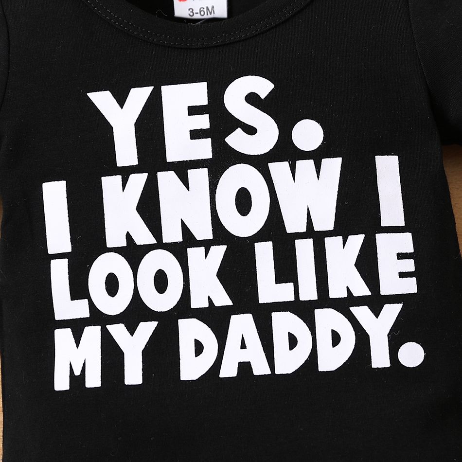 Father's Day Baby Boy/Girl 95% Cotton Letter Print Short-sleeve Tee Black big image 3