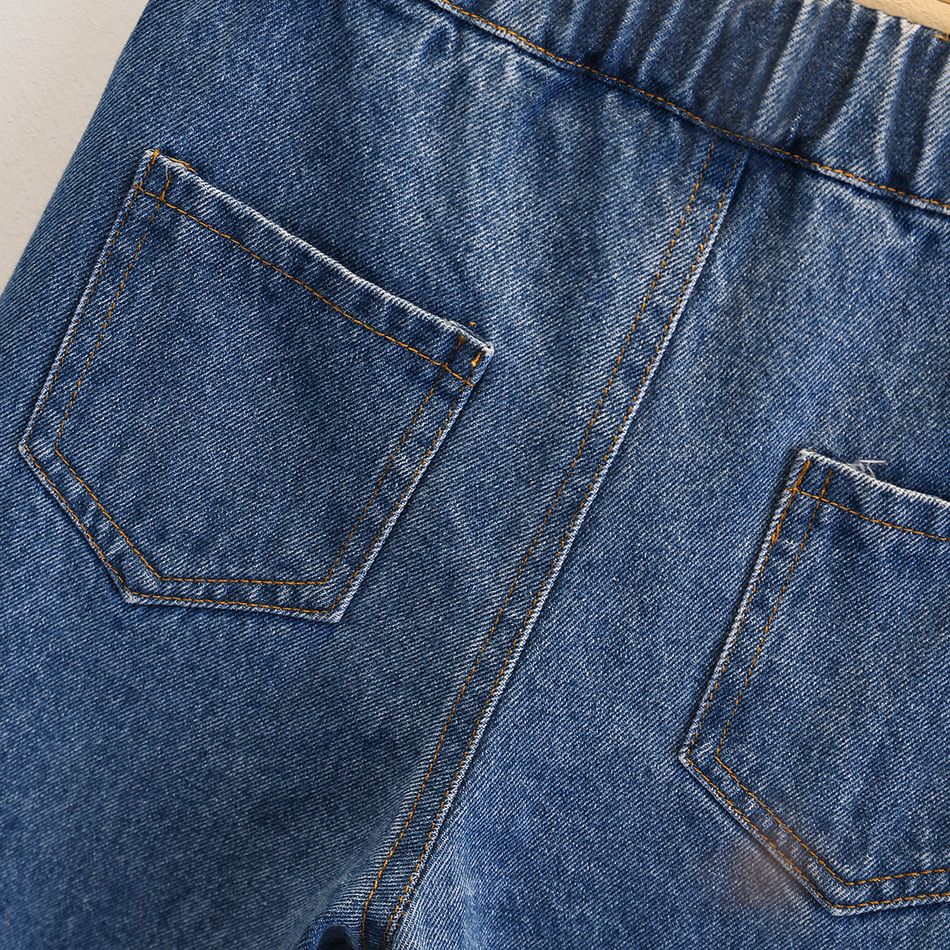 Kid Boy Casual Cotton Elasticized Ripped Denim Jeans DENIMBLUE big image 4
