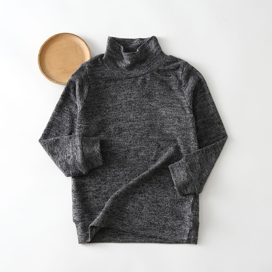 Toddler Boy/Girl Turtleneck Solid Color Sweater Grey big image 1