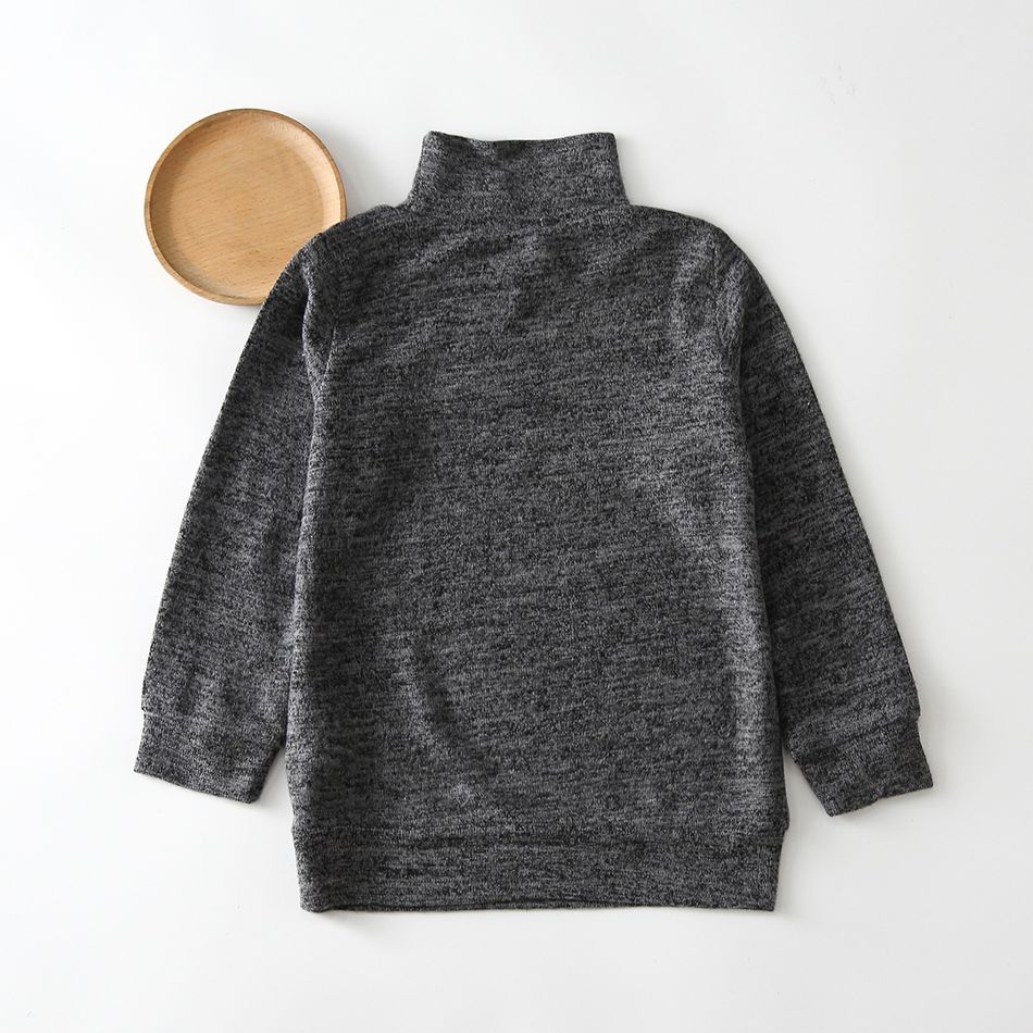 Toddler Boy/Girl Turtleneck Solid Color Sweater Grey big image 2