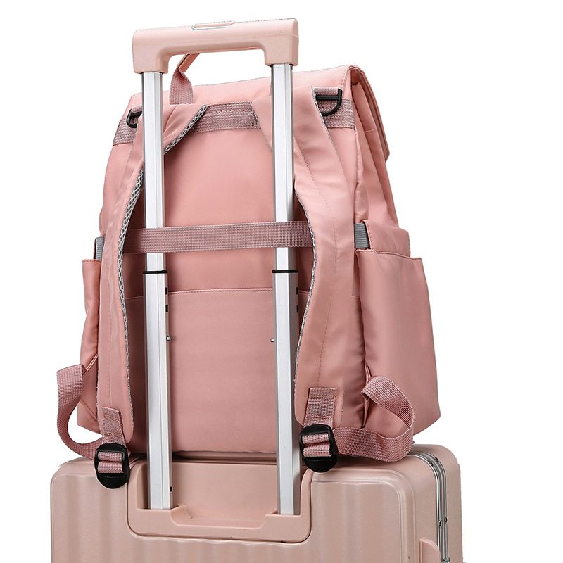 حقيبة ظهر للحفاضات متعددة الأقسام بسعة كبيرة حقيبة ظهر للأمومة متعددة الوظائف زهري big image 7