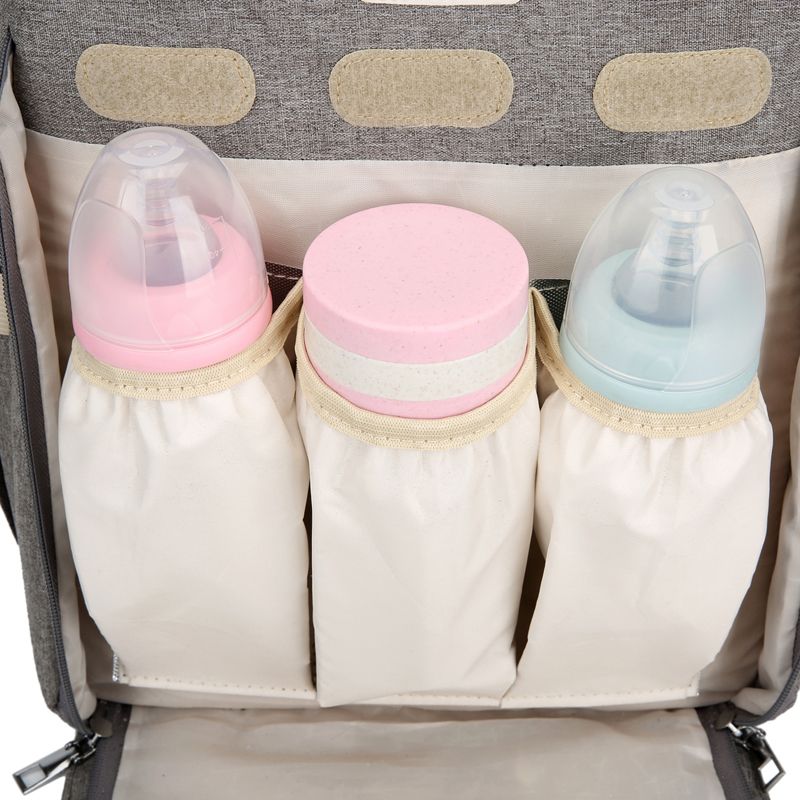 حقيبة ظهر حفاضات الأطفال مع محطة تغيير كبيرة السعة متعددة الوظائف حقيبة أمي للأمومة اللون الرمادي big image 5