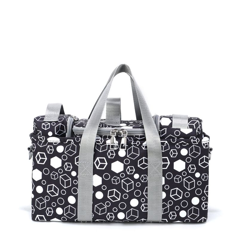 Diaper Bag Tote Geometric Print Multifunction Mom Bag Travel Diaper Tote Stylish Durable Handbag Black big image 1