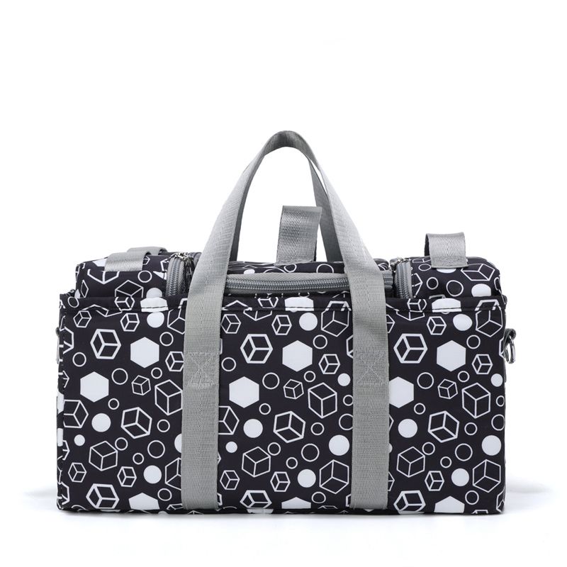 Diaper Bag Tote Geometric Print Multifunction Mom Bag Travel Diaper Tote Stylish Durable Handbag Black big image 3