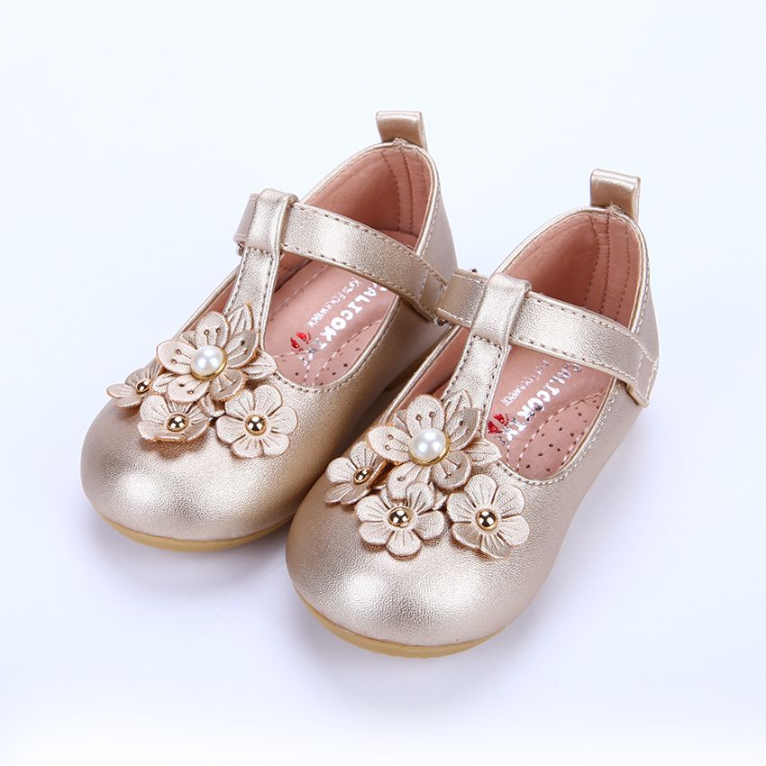Toddler / Kid Champagne Floral Decor Mary Jane Shoes Champagne
