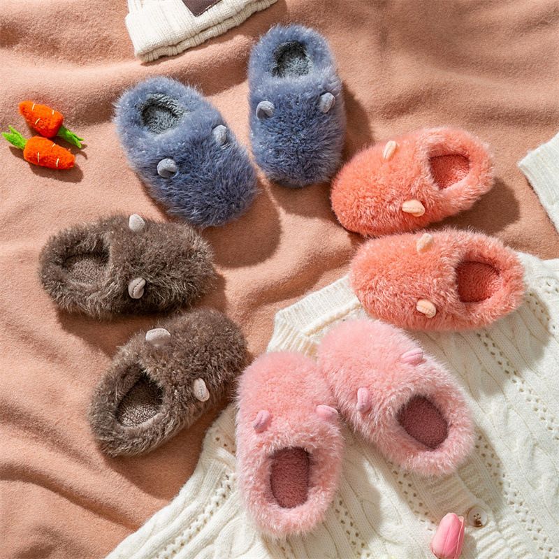 Toddler / Kid Cartoon Fluffy Thermal Slippers Pink big image 3