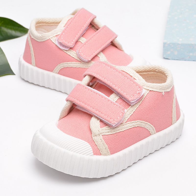 Toddler Velcro Pink Canvas Shoes Pink big image 4