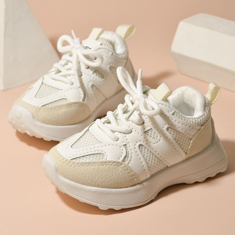 Toddler / Kid Two Tone Lace Up Breathable Mesh Sneakers Beige big image 1