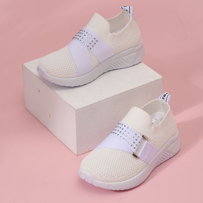 Toddler / Kid Breathable Lightweight Flying Woven Sneakers Creamy White
