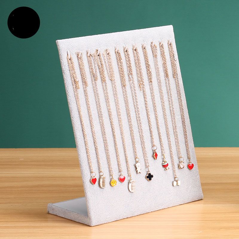 Necklace Jewelry Tray Organizer Case Holder Velvet Necklace Display Boards with 12 Hooks Grey