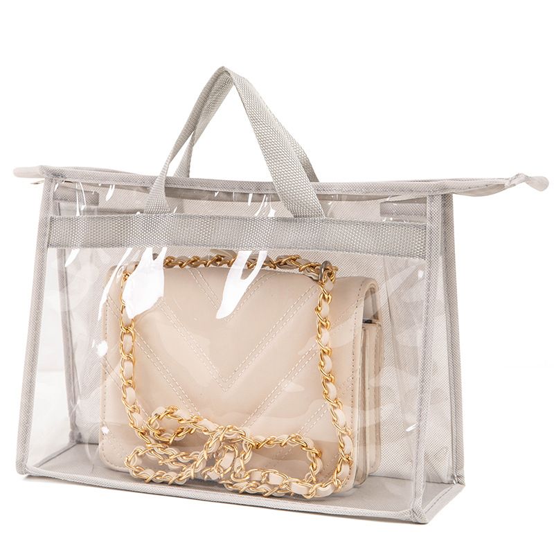Bolsa transparente organizador de armazenamento saco de cobertura de poeira protetor transparente saco de armazenamento com zíper e alça Cinzento big image 1