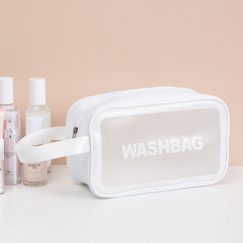1pc/2pcs Women Large Capacity Transparent Cosmetic Bag Portable Travel Storage Bag Waterproof Makeup Bag Organizer Box White