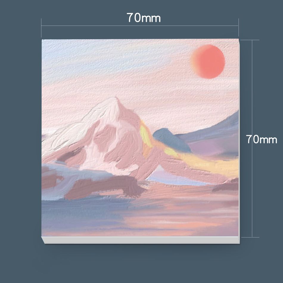 Creative Landscape Oil Painting Sticky Note Message Memo Pad Sticks Securely Student School Stationery Office Supplies Light Pink