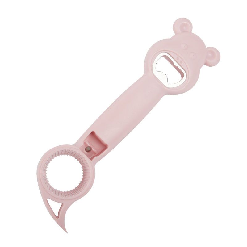 4 In 1 Bottle Opener Multi-Function Stainless Steel Beer Jar Can Opener Kitchen Bar Tools Accessories Light Pink