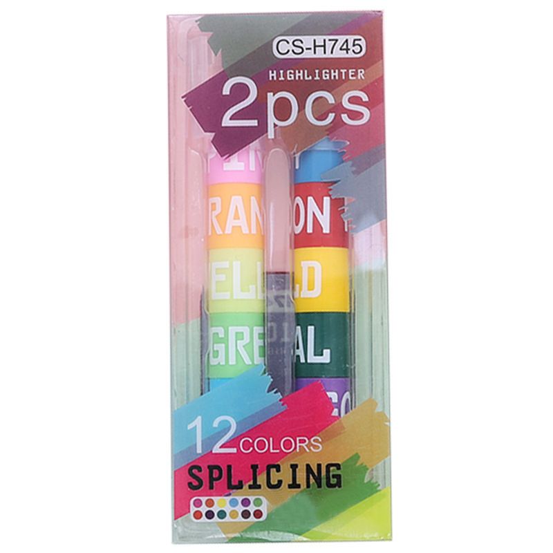 2-pack Splicing Highlighter Marker Pen 12 Color Patchwork Highlighter Crayons Student Stationery School Supplies Multi-color big image 1
