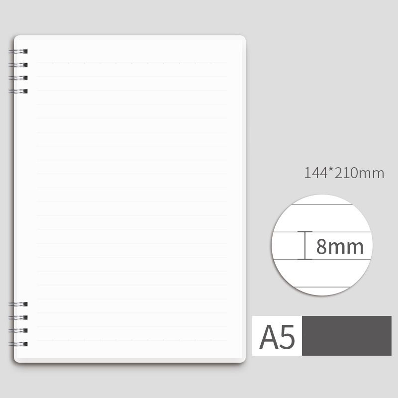 A5-Spiralnotizbuch Morandi, drahtgebundenes, hochwertiges, liniertes Papier, Notizblock, Büro, Schulbedarf, Schreibwaren weiß