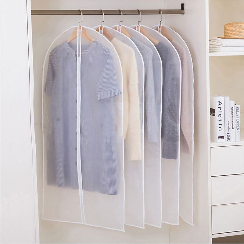 5-pack Hanging Garment Bag Clear Full Zipper Waterproof Suit Bags Dust Cover for Coat Jacket Sweater Suits Dress White big image 3