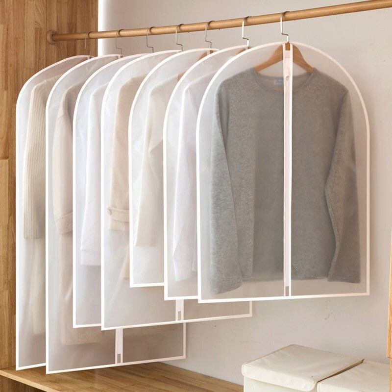 5-pack Hanging Garment Bag Clear Full Zipper Waterproof Suit Bags Dust Cover for Coat Jacket Sweater Suits Dress White big image 4