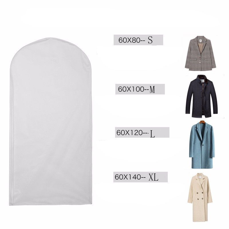 5-pack Hanging Garment Bag Clear Full Zipper Waterproof Suit Bags Dust Cover for Coat Jacket Sweater Suits Dress White