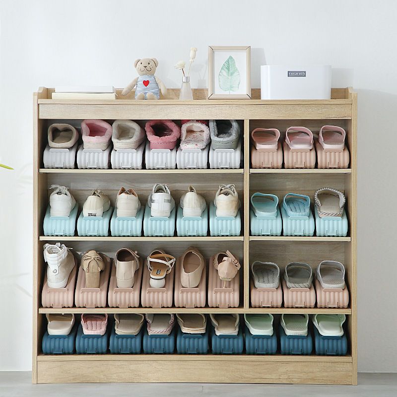 Shoe Slots Organizer Shoe Rack Holder Adjustable 2 Layer Shoe Stacker Space Saver for Closet Organization Pink big image 5