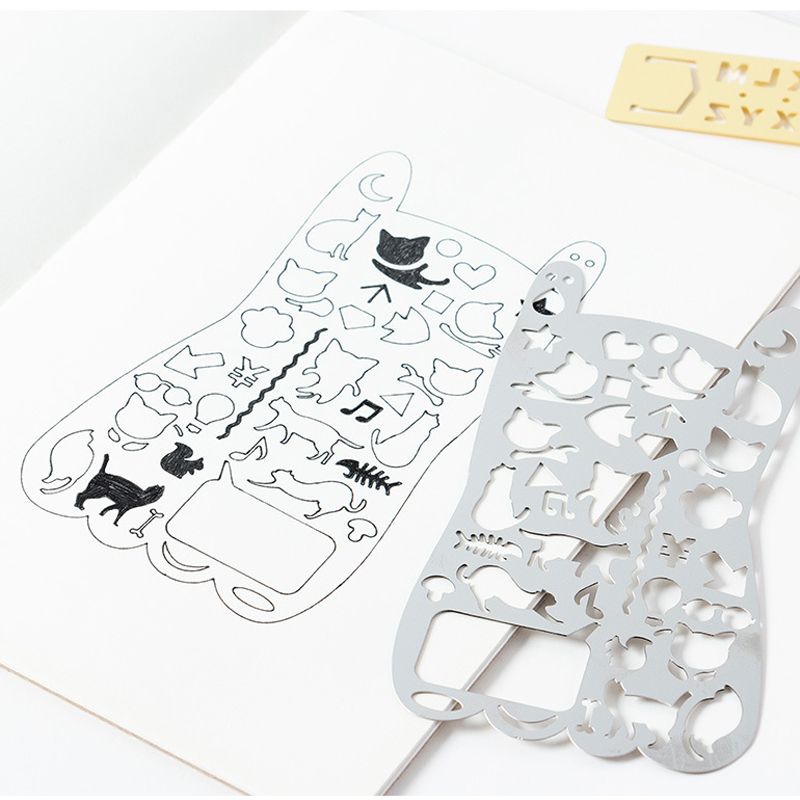 Confezione da 3 modelli di stencil fai da te segnalibro in metallo per incisione, pittura, scrapbooking Argento big image 5