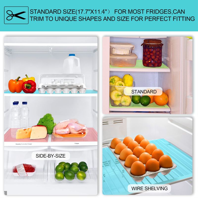 4Pcs Refrigerator Liner Mats Non-slip Kitchen Shelf Liner Drawer Liners Table Placemats Can Be Cut White big image 11