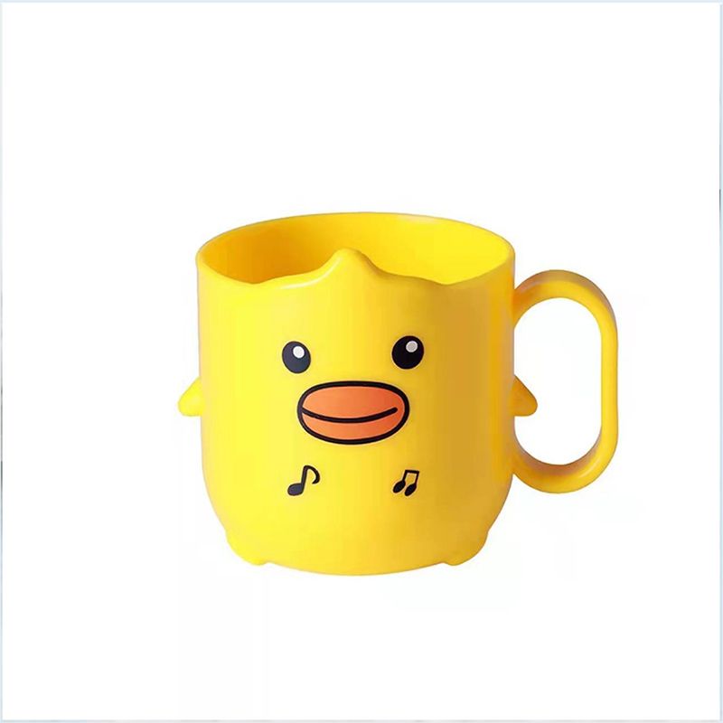 Cute Cartoon Little Yellow Duck Tooth Brush Cup Kids Mouthwash Cup with Handle White
