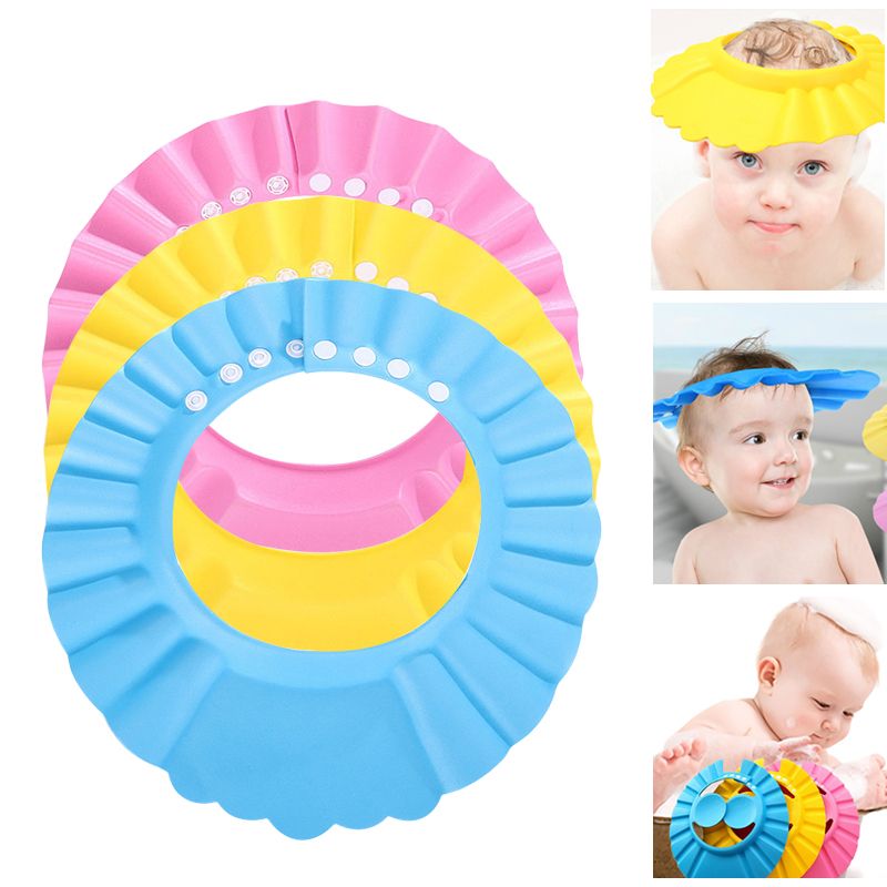 Baby Shower Cap Bathing Cap Soft Adjustable Visor Hat Safe Shampoo Shower Bathing Protection Bath Cap Blue big image 2