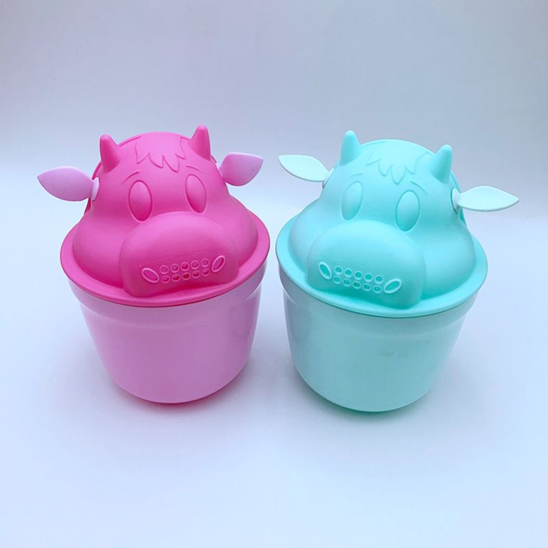 Baby Cartoon Shampoo Cup Kids Shampoo Rinse Cup Shower Sprinkler Spoon Bathroom Accessories Pink big image 3