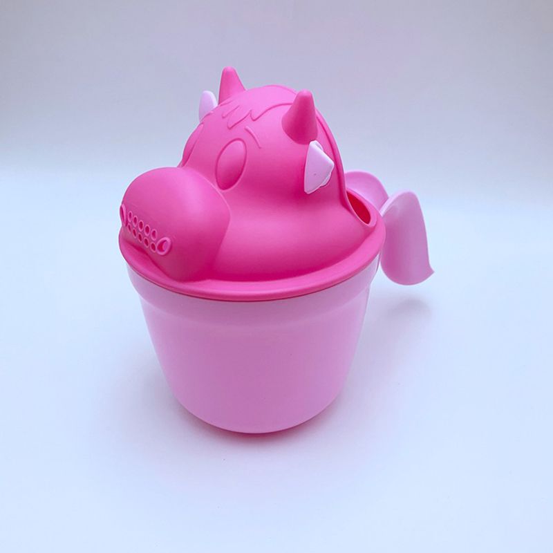 Baby Cartoon Shampoo Cup Kids Shampoo Rinse Cup Shower Sprinkler Spoon Bathroom Accessories Pink big image 4