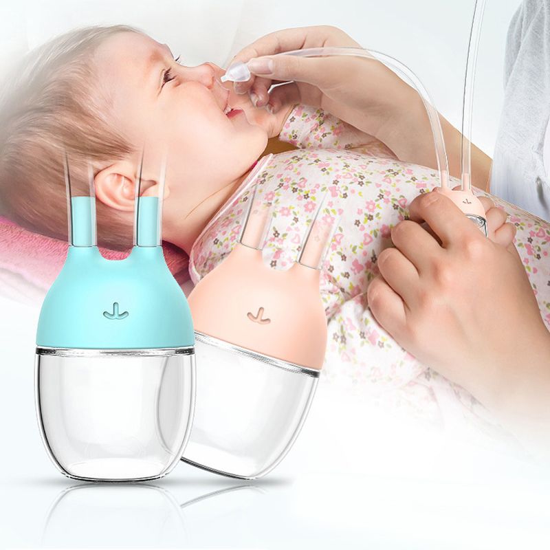 Aspirador nasal de bebê conveniente e seguro dispositivo de sucção nasal recém-nascido limpador de nariz copo pc crianças produtos de cuidados saudáveis Azul Claro big image 9