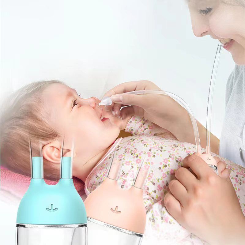 Aspirador nasal de bebê conveniente e seguro dispositivo de sucção nasal recém-nascido limpador de nariz copo pc crianças produtos de cuidados saudáveis Azul Claro big image 8