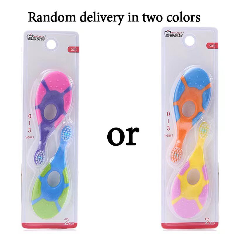 2-pack Toddlers Cartoon Manual Toothbrush Soft Bristles Teeth Cleaning for 0-3 Years Old Multi-color big image 1