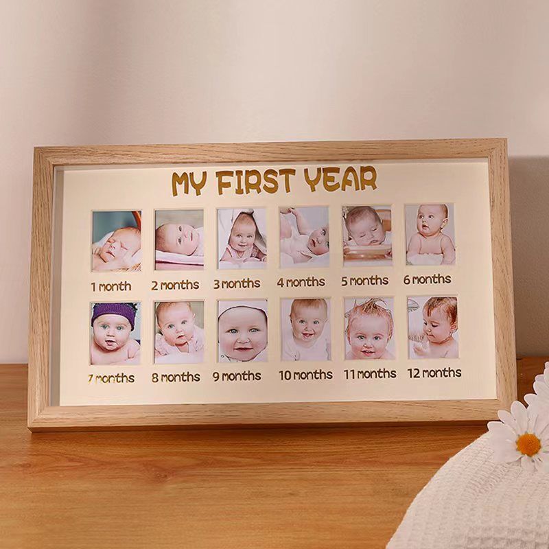 Baby Frame My First Year Photo Moments Baby Keepsake Picture Frame Nursery Decor Baby Milestone Picture Frames Apricot big image 3